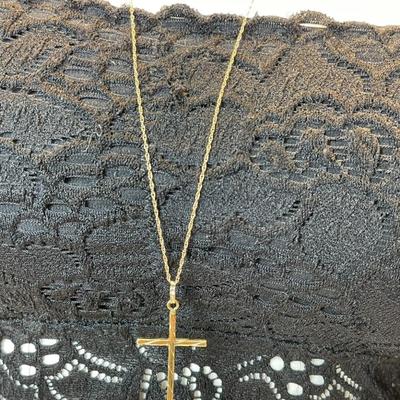 14 k Gold cross and chain 20 in 9.2 g