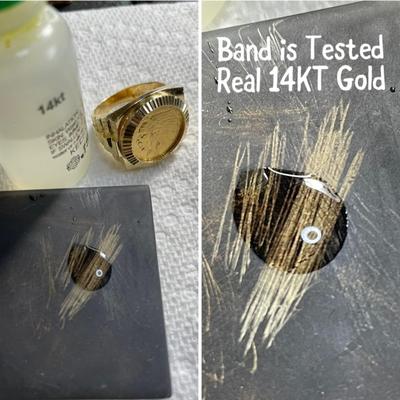 14 k and 999 gold ring with 1908 2 1/2 $ gold coin Reserve set