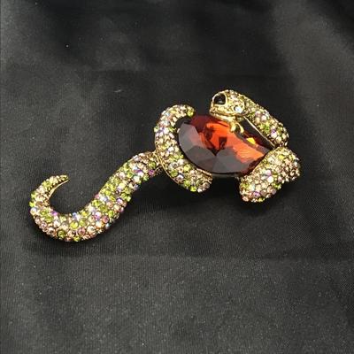 Animal Enamel Pins Large Snake and Stone Lapel Brooches