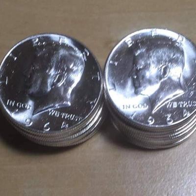 Bu Roll 1964 90 % silver Kennedy half dollars
