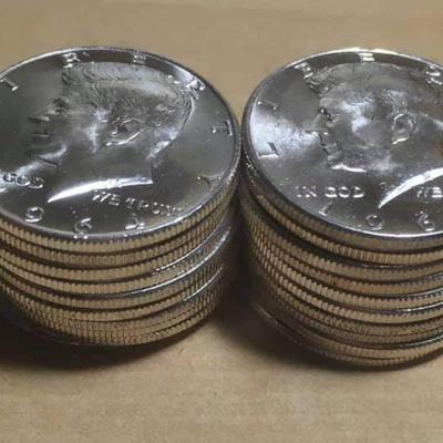 Bu Roll 1964 90 % silver Kennedy half dollars
