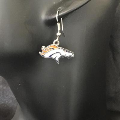 Denver Broncos Pierced Earrings Dangle Enamel Football