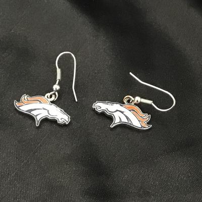 Denver Broncos Pierced Earrings Dangle Enamel Football