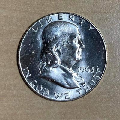 Bu Roll Franklin Half 90 % silver BU 1963