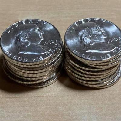 Bu Roll Franklin Half 90 % silver BU 1963