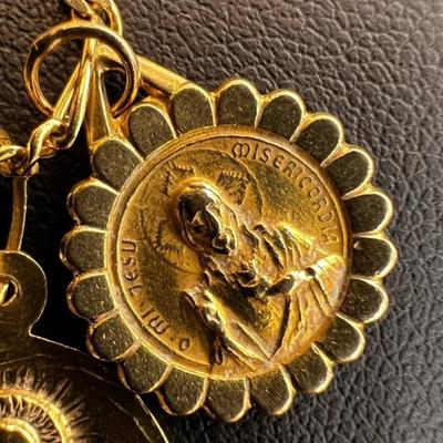 14 k Gold chain and religous pendants