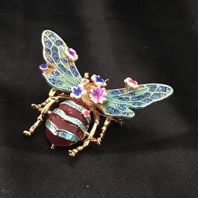 Big Bumble Bee Brooch, Wasp Brooch, Brooch Pin, Navy Bee Brooch, Bumble Bee Jewellery, Wasp Jewelry
