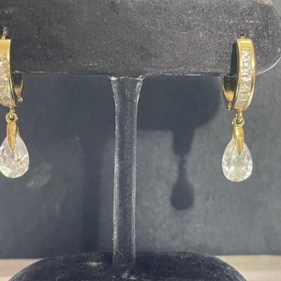 14 k Gold cz earings 4.7 g