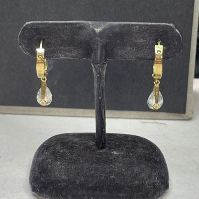 14 k Gold cz earings 4.7 g