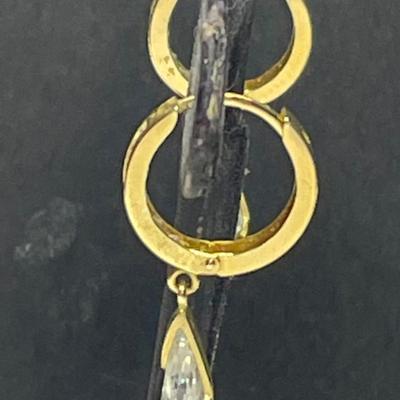 14 k Gold cz earings 4.7 g