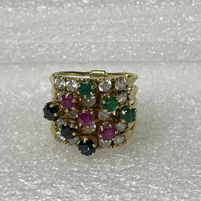 Vintage 14 k Gold multistone ring