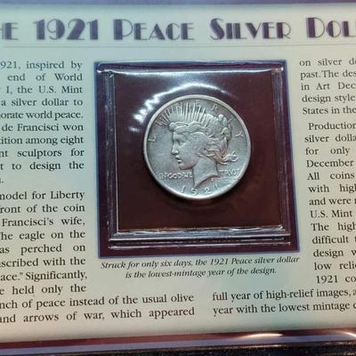 Rare 1921 silver Peace dollar Reserve set
