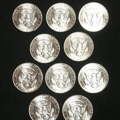10 bu 1964 Kennedy half dollars