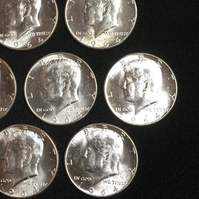 10 bu 1964 Kennedy half dollars