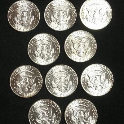 10 bu 1964 Kennedy half dollars