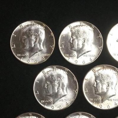 10 bu 1964 Kennedy half dollars