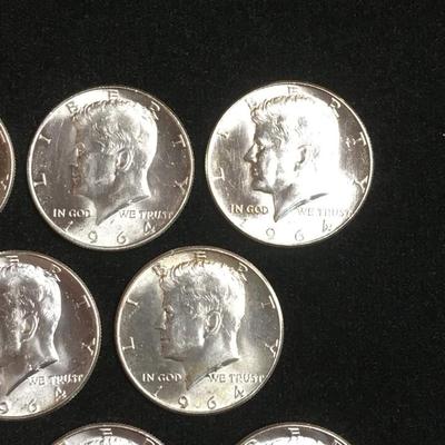 10 bu 1964 Kennedy half dollars