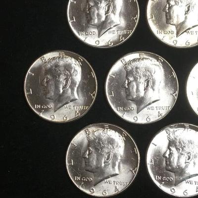 10 bu 1964 Kennedy half dollars