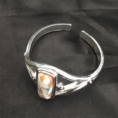 Cuff bracelet with faux stone