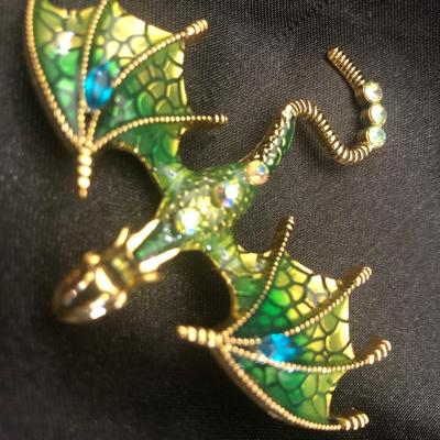 Dragon Flying Multi Color Brooch
