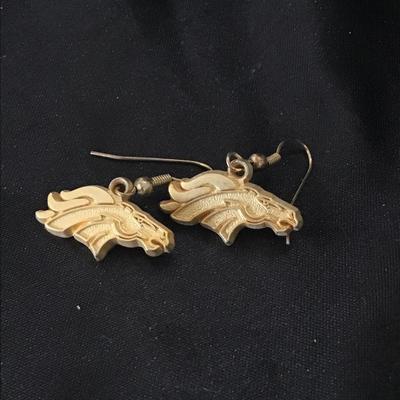 Gold tone Dever Broncos earrings
