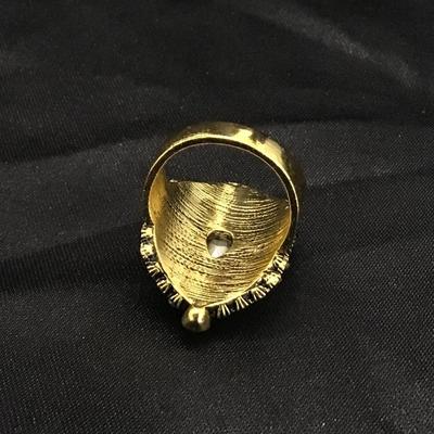 Colorful rhinestone gold tone costume ring