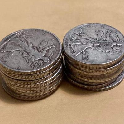 20 walking liberty 90 % silver half dollars reserve set