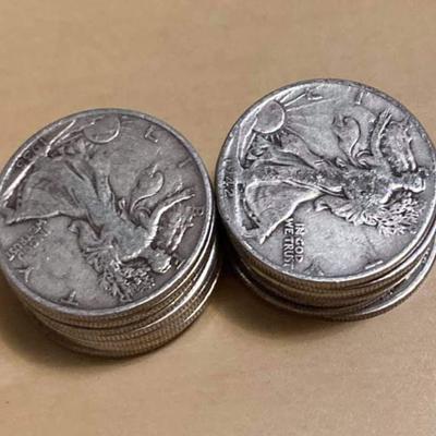 20 walking liberty 90 % silver half dollars reserve set