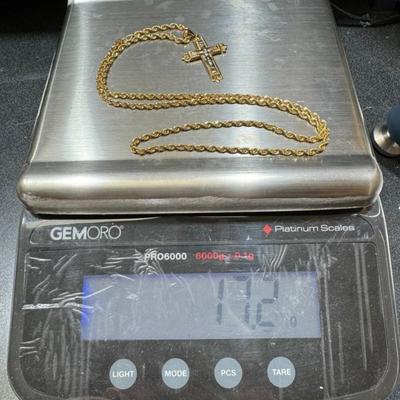 14 k Gold cross & rope necklace Reserve set