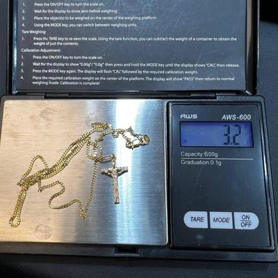 14 k Gold cross necklace 20 in