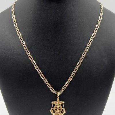 10 k Gold necklace w anchor 20 in reserve set