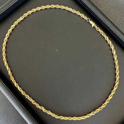 14 k Gold rope necklace 5mm 22 in