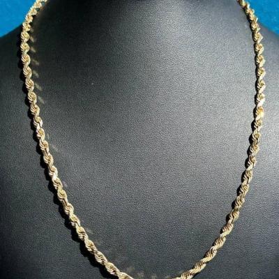 14 k Gold rope necklace 5mm 22 in