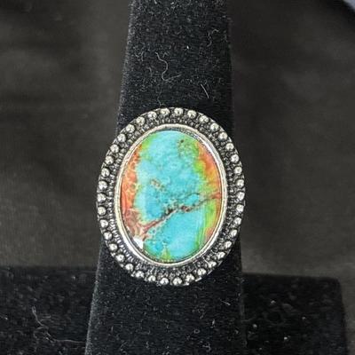 Blue marble looking style ring