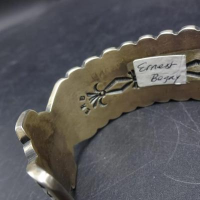 Rare vintage sighned sterling silver red coral native bracelet