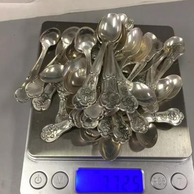 State flower spoon set sterling silver 240 g total each is 3 in
