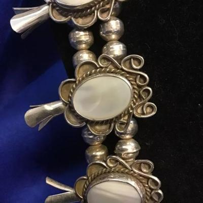 Sterling silver mother of pearl natice necklace ring earrings set Reserve set