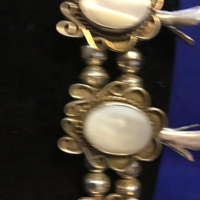 Sterling silver mother of pearl natice necklace ring earrings set Reserve set
