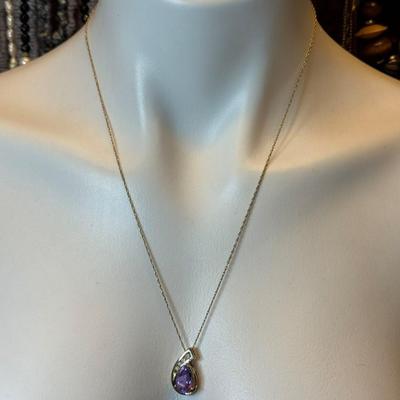 14 k Gold and diamond sapphire necklace earing set