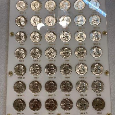 Washington silver Quarter set 1947 to 1965
