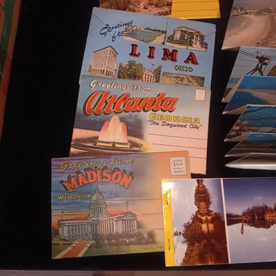 VINTAGE CARDBOARD ADVERTISING FANS & POSTCARDS