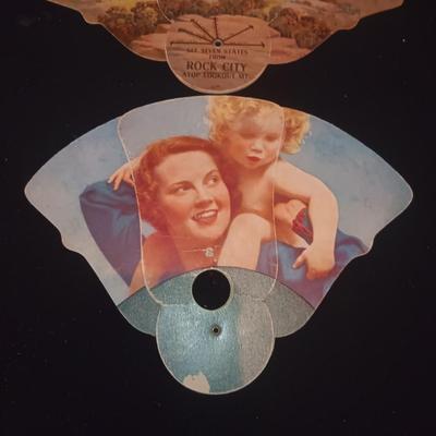 VINTAGE CARDBOARD ADVERTISING FANS & POSTCARDS