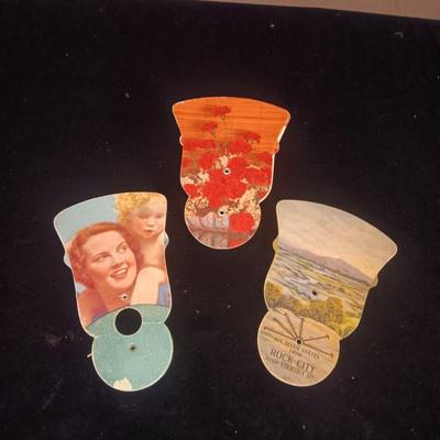 VINTAGE CARDBOARD ADVERTISING FANS & POSTCARDS