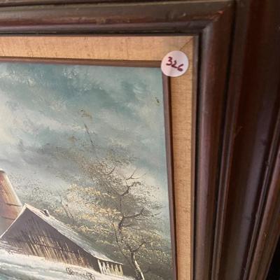 Framed Oil on Canvas Winter Farmland Landscape, Signed Vortropper