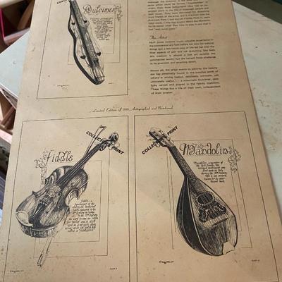 Framed Series of Appalachian Instruments Prints, Signed and Numbered (218/300)