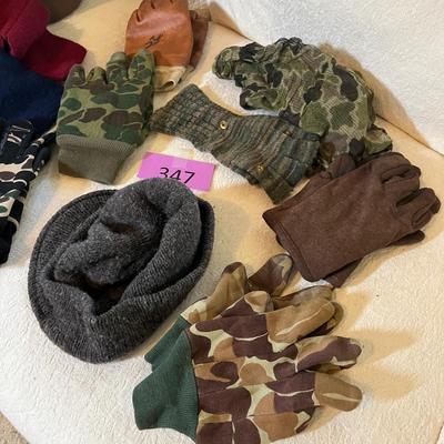 Laundry basket w/ gloves & other