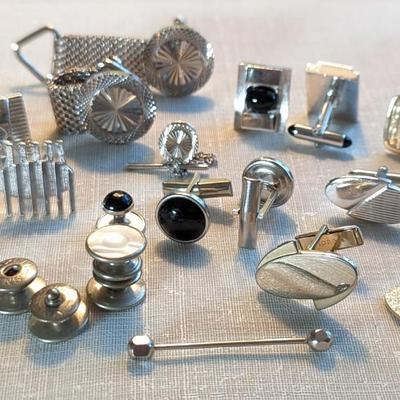 21 pc mens vintage jewelry Swank cufflinks tie pins collar pin