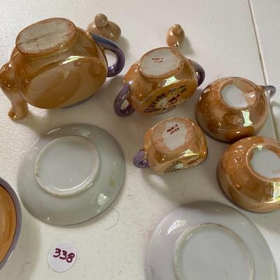 Vintage Peach Luster Porcelain Child's Tea Set