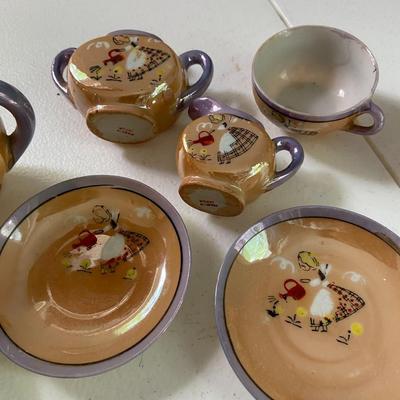 Vintage Peach Luster Porcelain Child's Tea Set