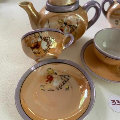 Vintage Peach Luster Porcelain Child's Tea Set